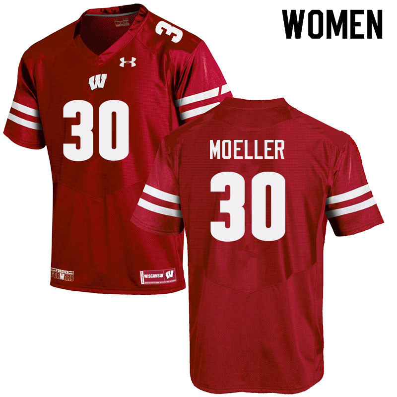 Women #30 Alex Moeller Wisconsin Badgers College Football Jerseys Sale-Red - Click Image to Close